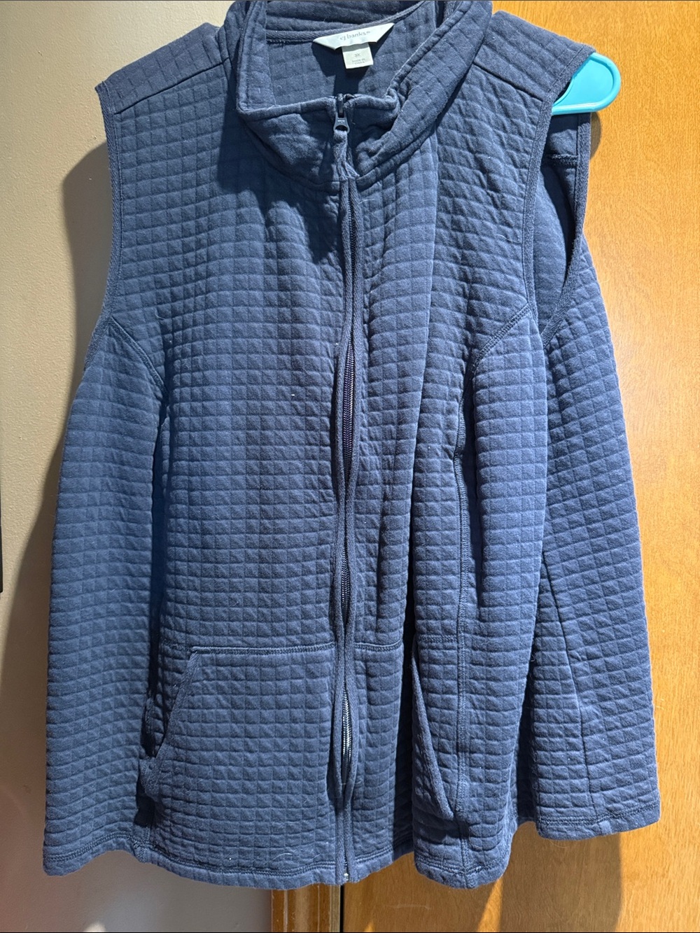 CJ Banks Navy Quilted Full-Zip Vest